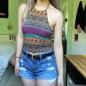 Tribal halter crop top